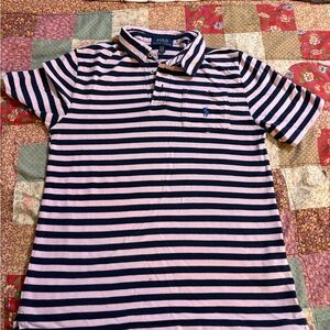 Polo by Ralph Lauren Kids extra large Striped Navy and Pink Shirt